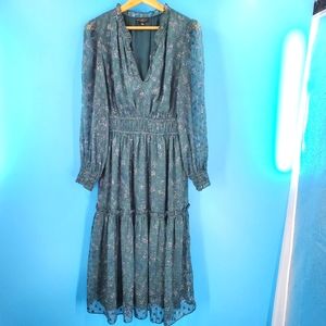 Current Air green ruffle tiered maxi dress S